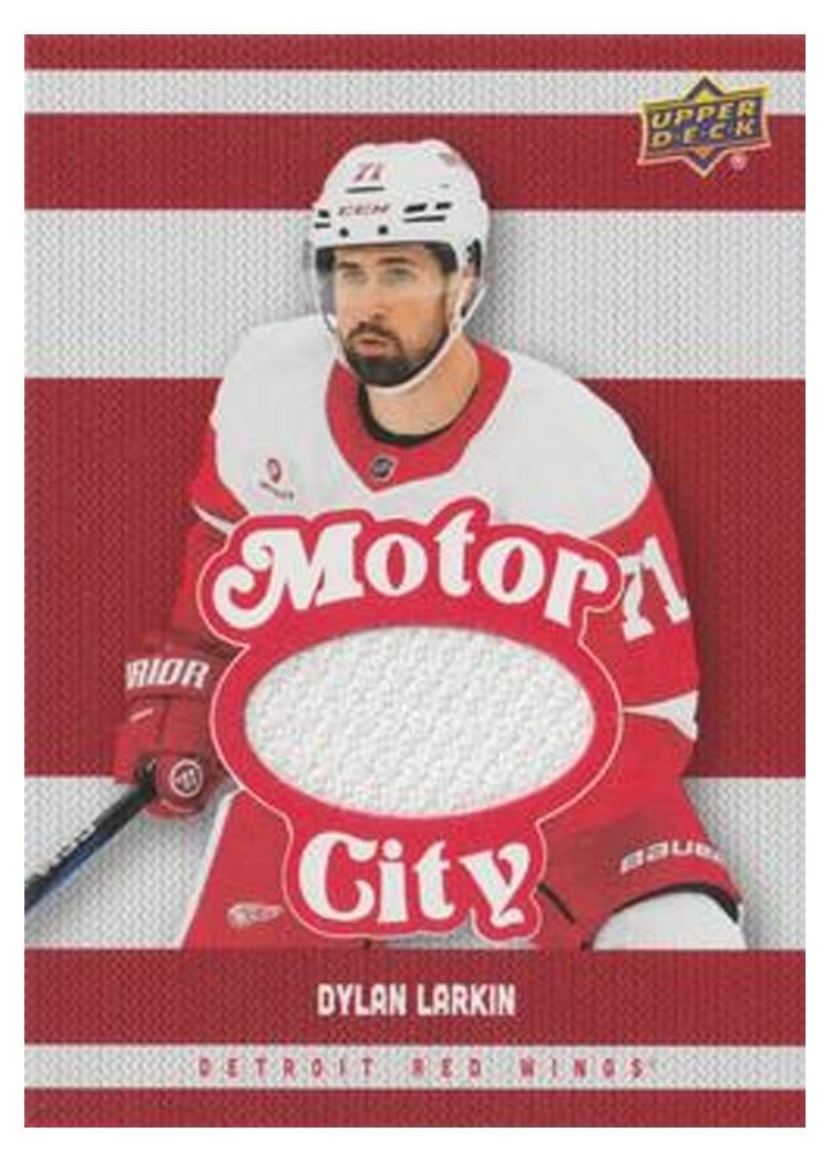 2025-26 Upper Deck Detroit Red Wings Centennial Motor City Premium Materials Dylan Larkin #MCM-DL card
