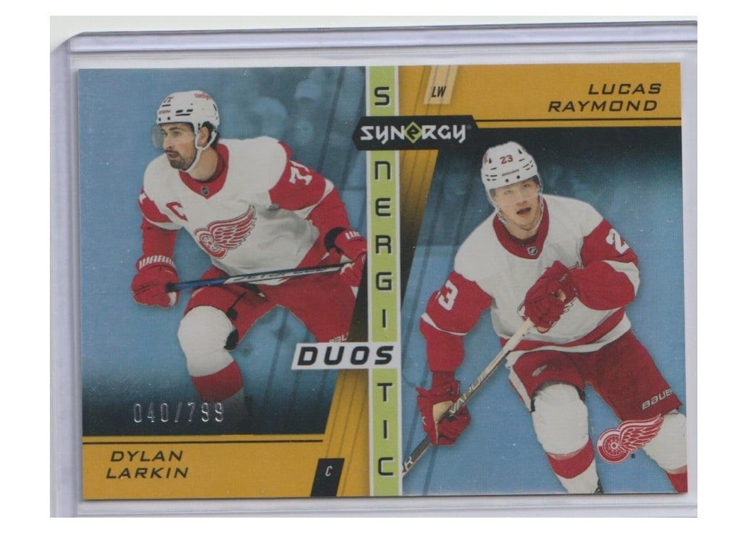2021-22 Upper Deck Synergy Synergistic Duos Dylan Larkin/Lucas Raymond #SD-6** card
