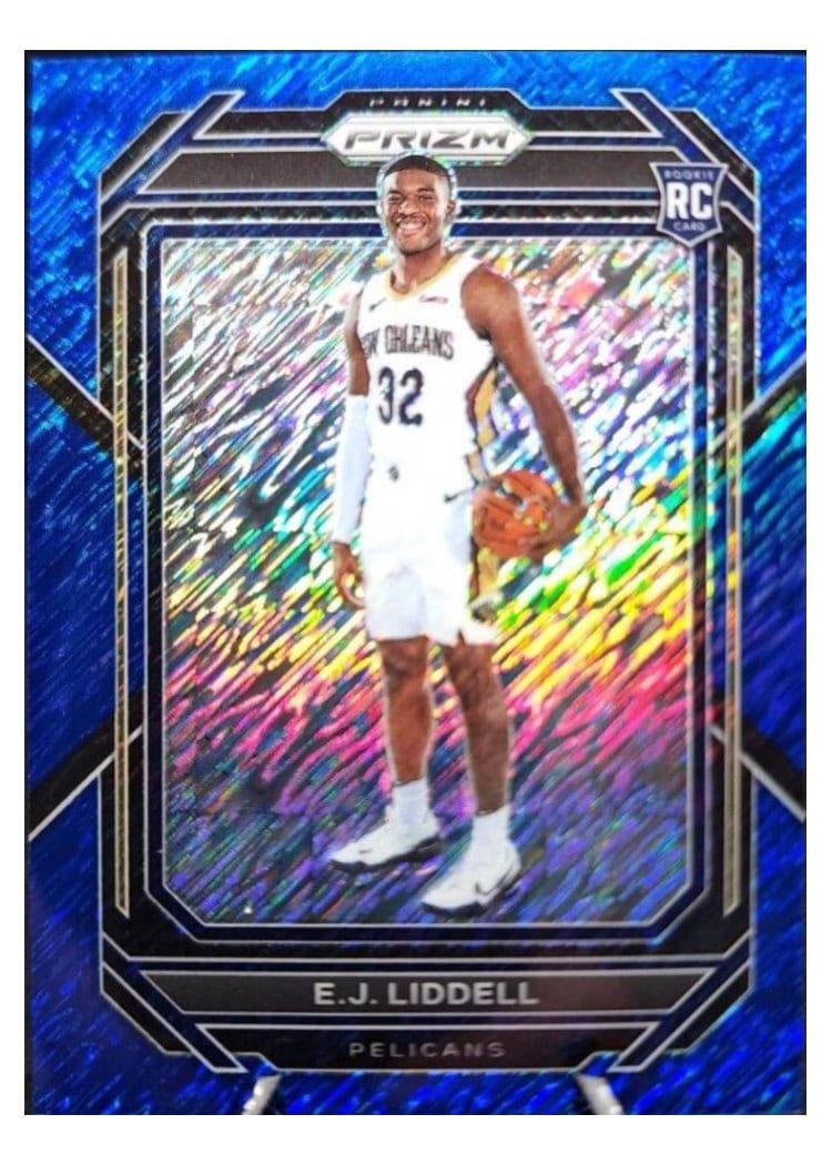 2022-23 Panini Prizm Base Set E.J. Liddell Blue Shimmer Prizm #251 card