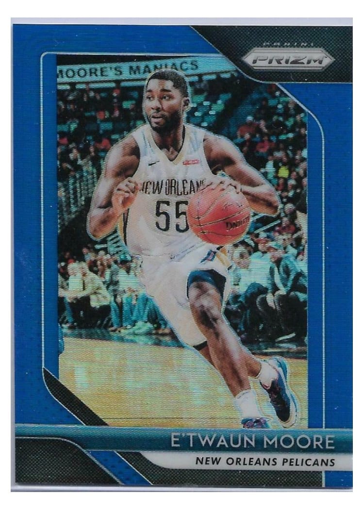 2018-19 Panini Prizm Base Set E'Twaun Moore Blue Prizm #147 card