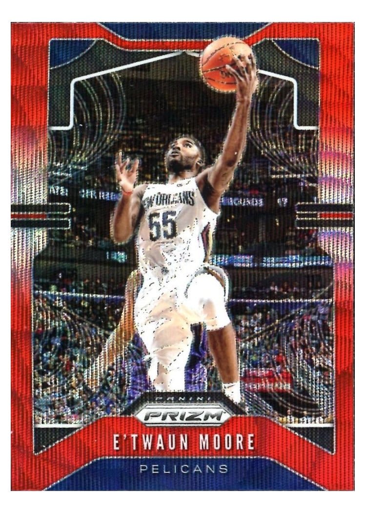 2019-20 Panini Prizm Base Set E'Twaun Moore Ruby Wave Prizm #174 card