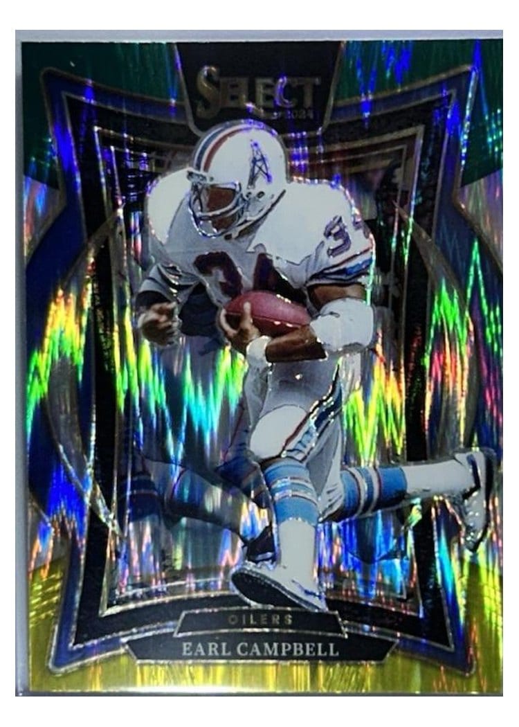 2024 Panini Select Base Set Earl Campbell Green Yellow Prizm Shock #54 card