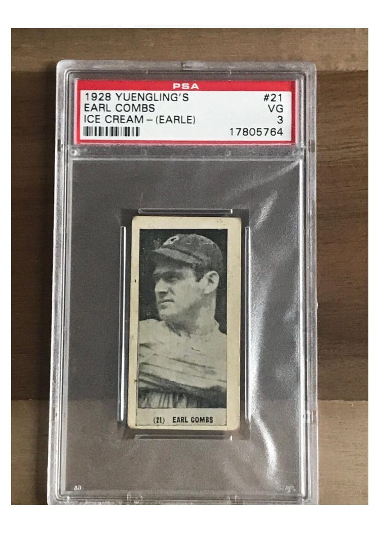 1928 Yuengling's Ice Cream Earl Combs Earle #21 card