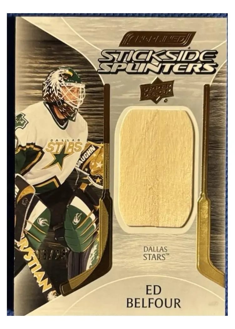 2024-25 Upper Deck Engrained Icons Stickside Splinters Ed Belfour #SS-EB card
