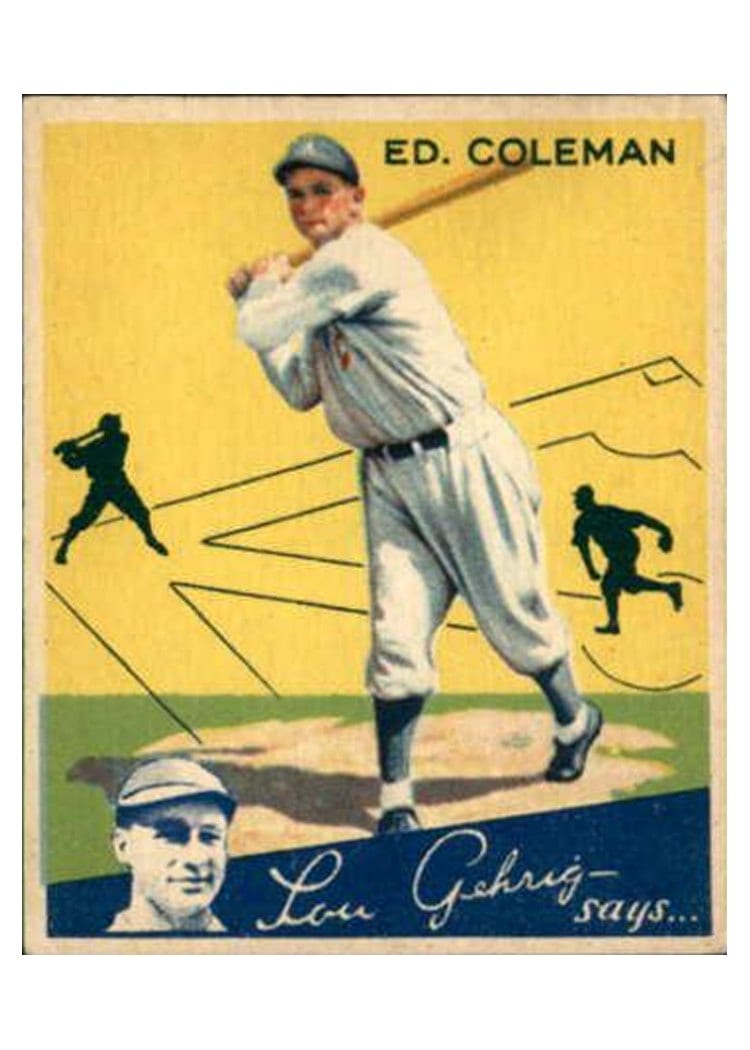 1934 World Wide Gum Ed Coleman #76 card