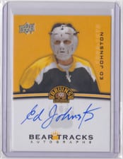 2023-24 Upper Deck Boston Bruins Centennial Bear Tracks Autographs Ed Johnston #BT-EJ card