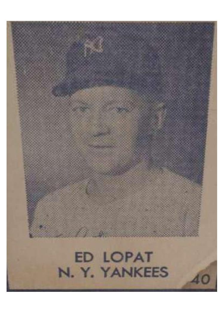 1948 R346 Blue Tint Ed Lopat #40 card