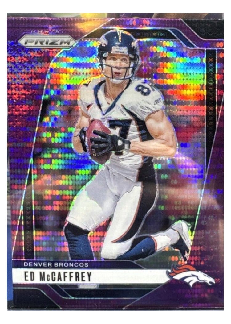 2024 Panini Prizm Base Set Ed McCaffrey Purple Pulsar #90 card
