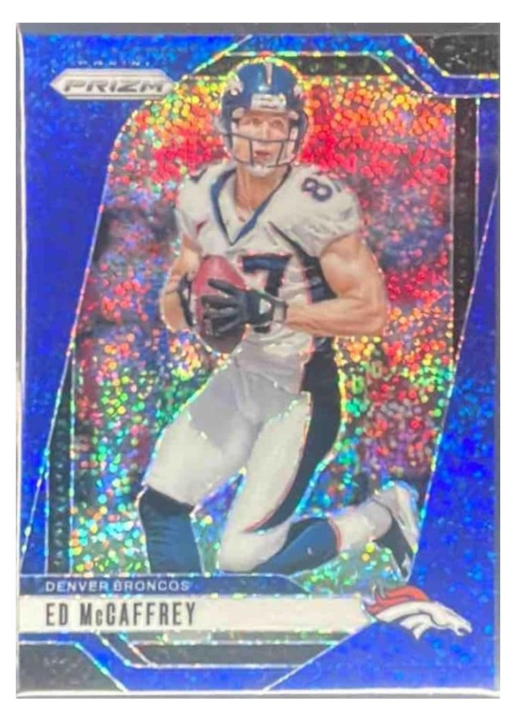 2024 Panini Prizm Base Set Ed McCaffrey Blue Sparkle #90 card