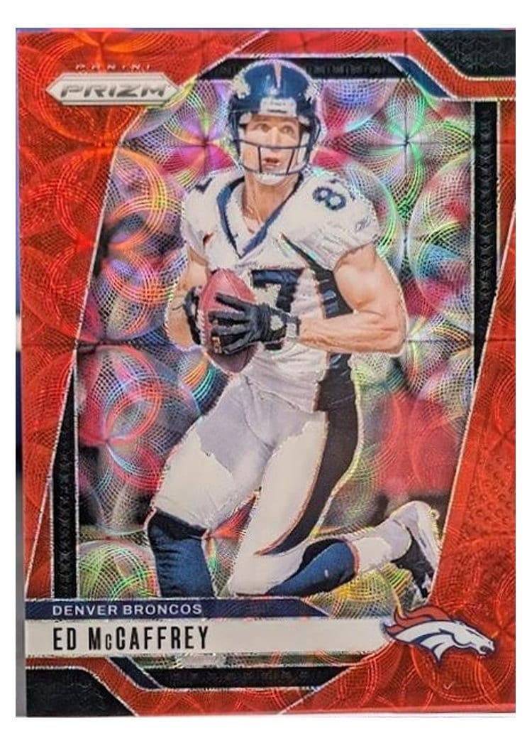 2024 Panini Prizm Base Set Ed McCaffrey Choice Red #90 card