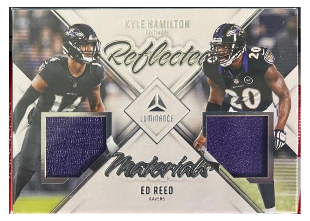 2024 Panini Luminance Reflected Materials Ed Reed / Kyle Hamilton #RM-BAL card