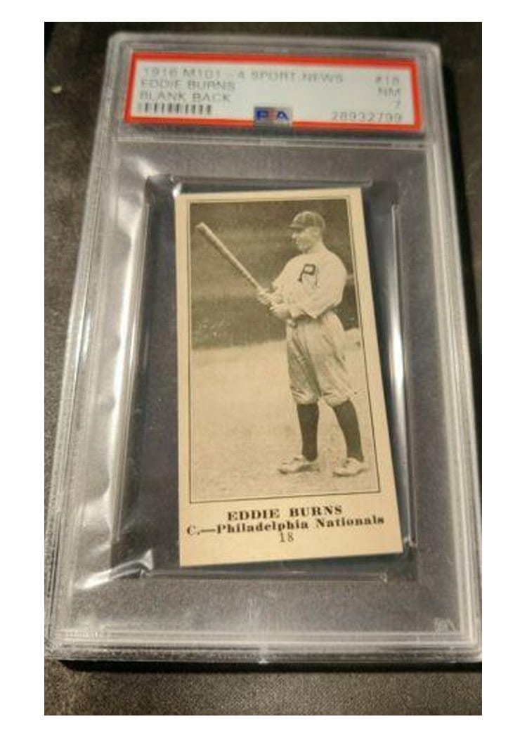 1916 M101 4 Sporting News Eddie Burns #18 card