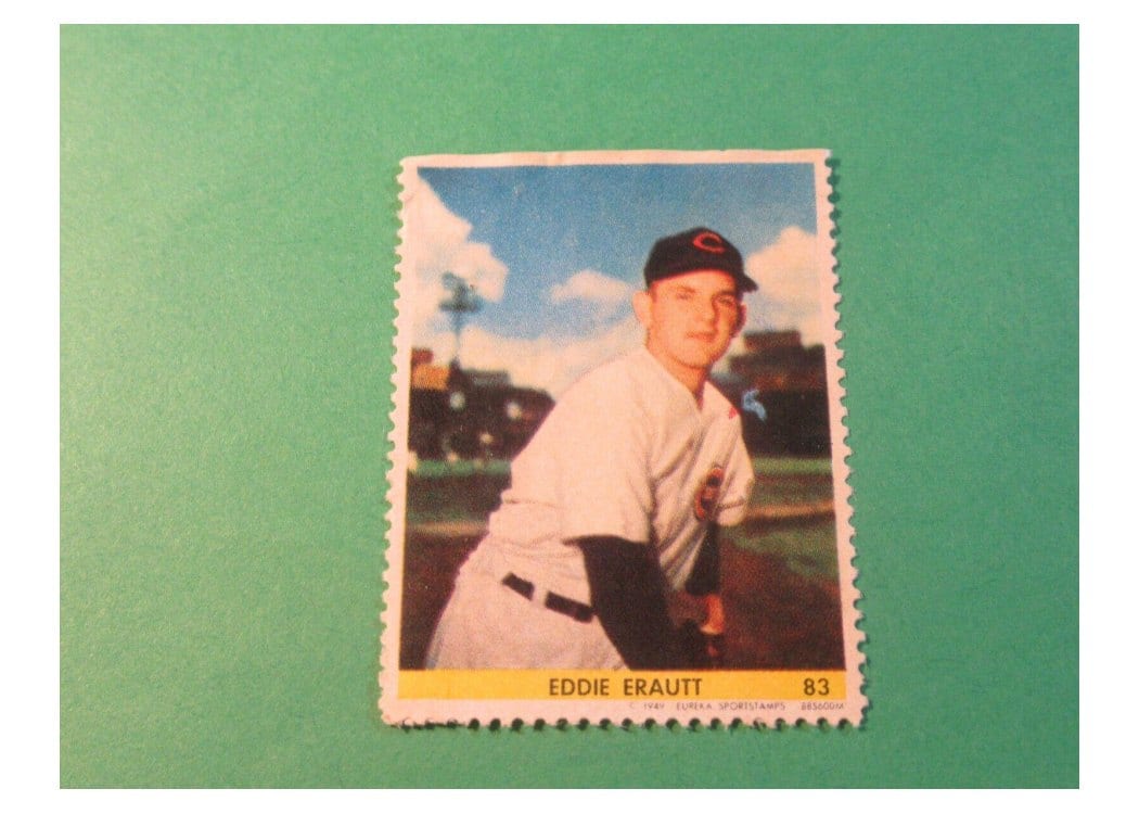 1949 Eureka Sportstamps Eddie Erautt #83 card