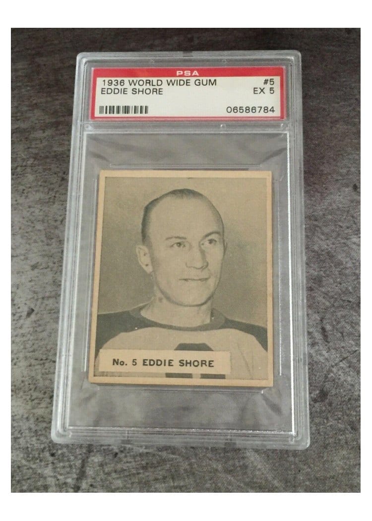 1937 V356 World Wide Gum Eddie Shore #5 card