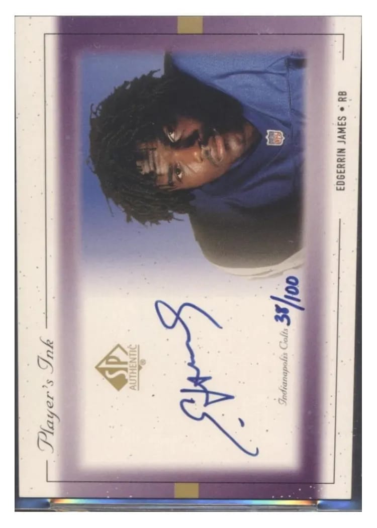 1999 SP Authentic Player's Ink Edgerrin James #EJ-A card