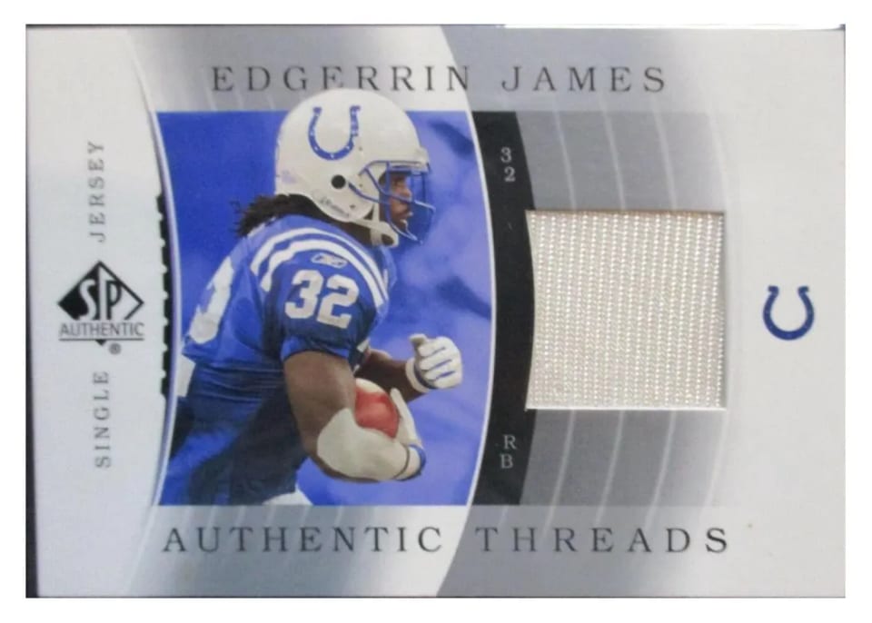 2003 SP Authentic Threads Edgerrin James #JC-EJ card