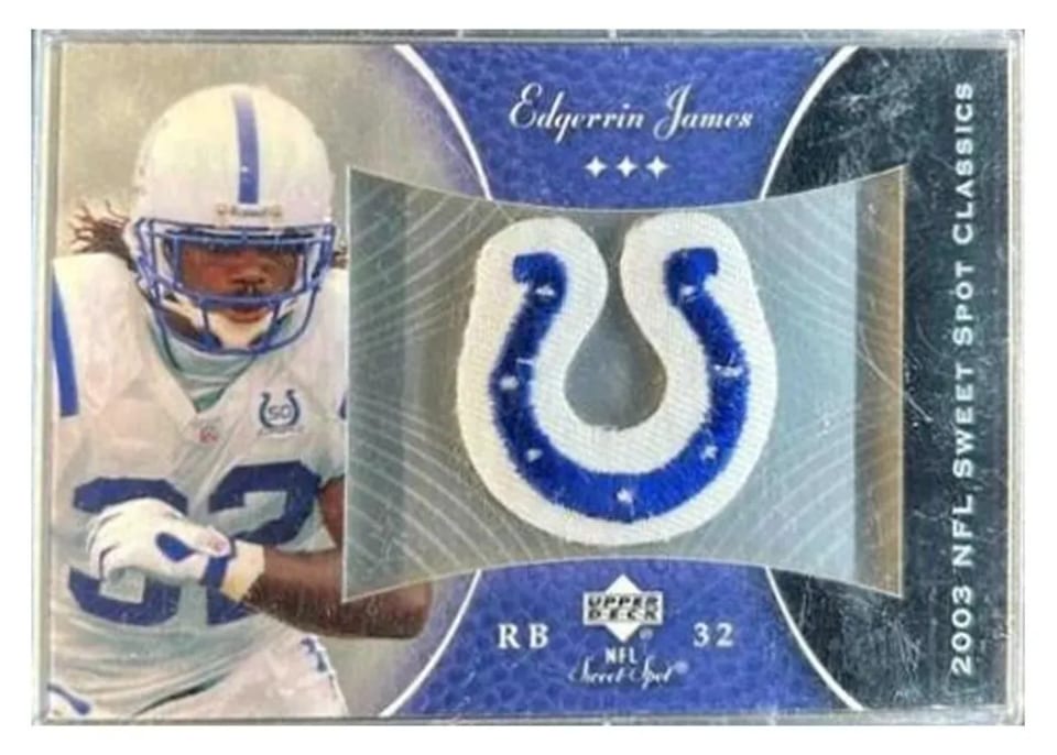 2003 Upper Deck Sweet Spot Classics Patch Team Logo Edgerrin James #P-EJ card