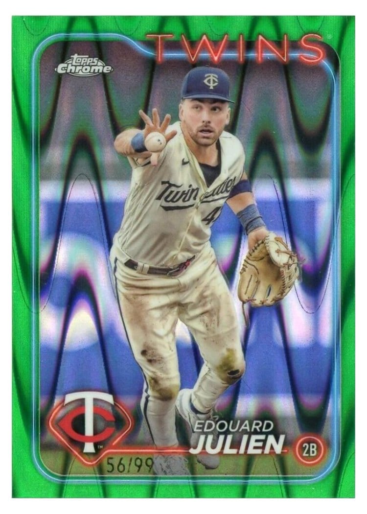 2024 Topps Chrome Base Set Edouard Julien RayWave Green Refractor #152 card