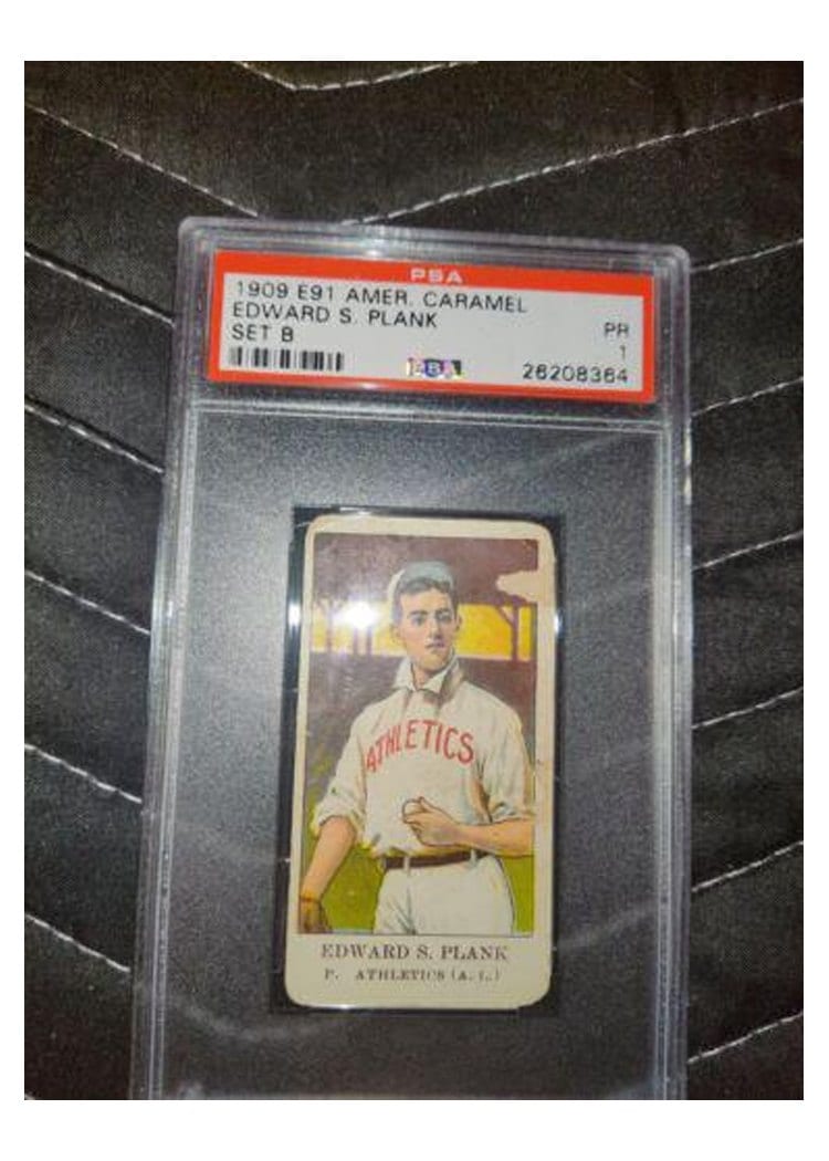 1909 E91 American Caramel Set B Edward S. Plank card