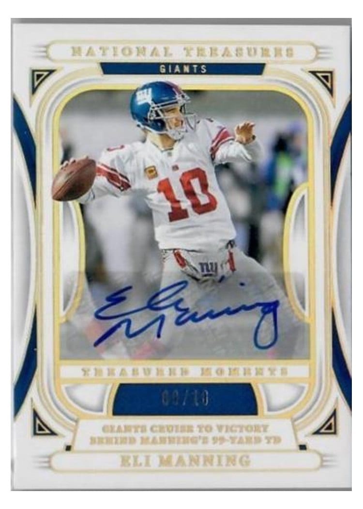 2024 Panini National Treasures Treasured Moments Signatures Holo Gold Eli Manning #6 card