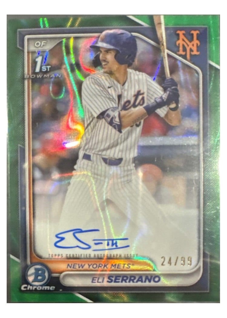 2024 Bowman Draft Chrome Prospect Autographs Eli Serrano Green Lava Refractor #CPA-ESE card