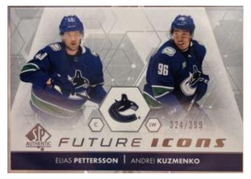 2022-23 SP Authentic Future Icons Elias Pettersson/Andrei Kuzmenko #FI-29 card