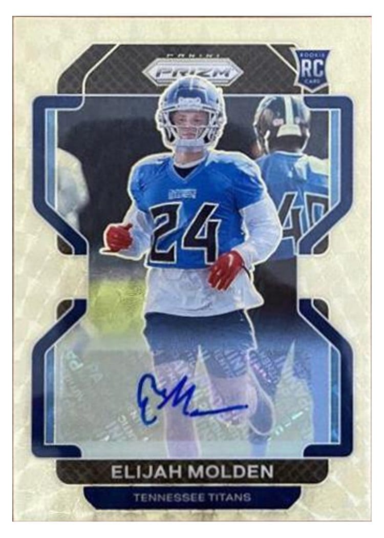 2021 Panini Prizm Base Set Elijah Molden Autograph Gold Vinyl Prizm #422 card