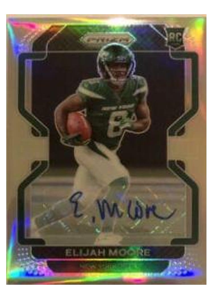 2021 Panini Prizm Base Set Elijah Moore Autograph Silver Prizm #346 card