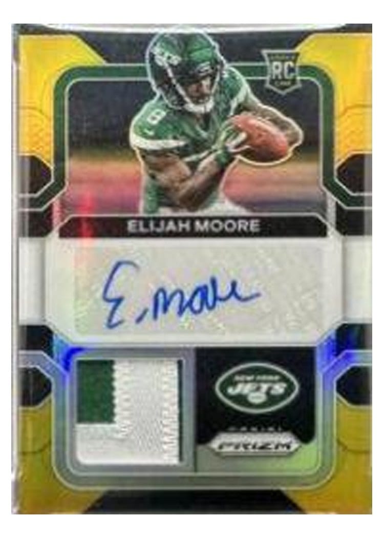 2021 Panini Prizm Base Set Elijah Moore Autograph Gold Prizm #346 card