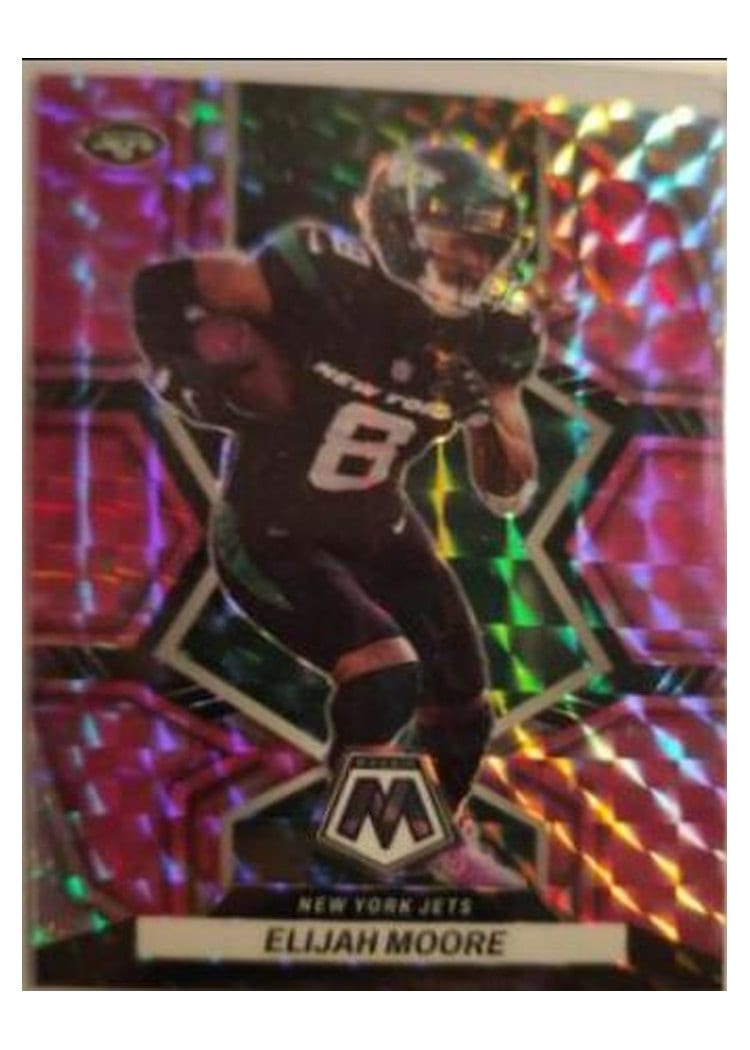 2022 Panini Mosaic Base Set Elijah Moore Pink Swirl #153 card