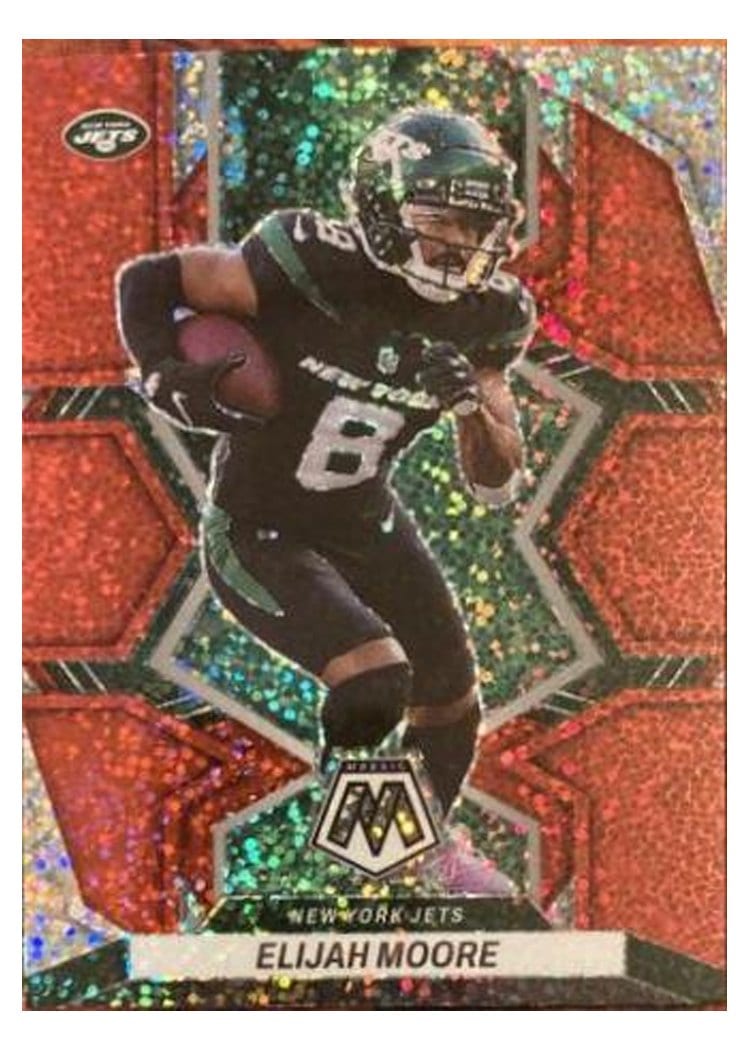 2022 Panini Mosaic Base Set Elijah Moore Red Sparkle #153 card