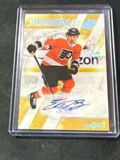 2023-24 Upper Deck Engrained Rookie Signature Shots Carbon Fiber Elliot Desnoyers #RSS-ED card