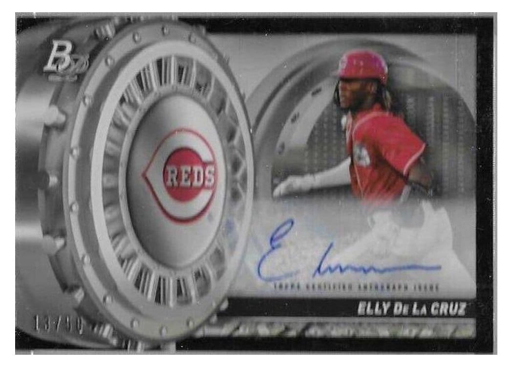 2023 Bowman Platinum Treasures in the Vault Autographs Elly De La Cruz #TV-9 card