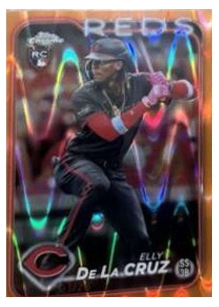 2024 Topps Chrome Elly De La Cruz RayWave Orange Refractor #44 card