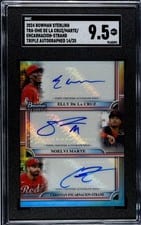 2024 Bowman Sterling Triple Refractor Autographs Elly De La Cruz / Noelvi Marte / Christian Encarnacion-Strand #TRA-DME card