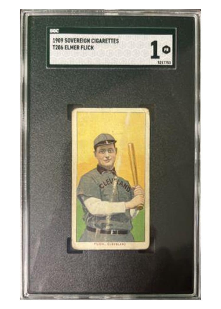 1909 T206 Sovereign 150 Elmer Flick card