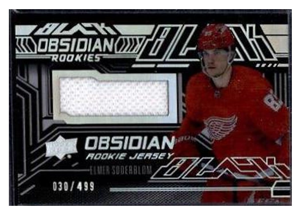 2022-23 SPx UD Black Obsidian Rookies Jersey Elmer Soderblom #ORJ-ES card