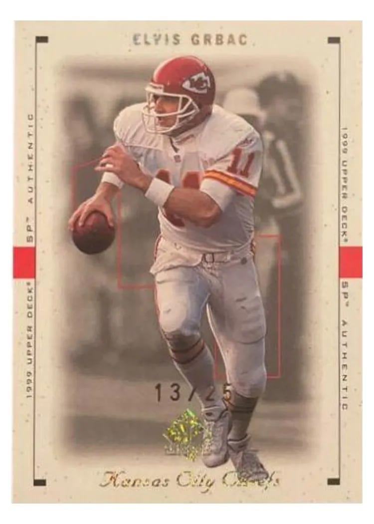 1999 SP Authentic Elvis Grbac Excitement Gold #41 card