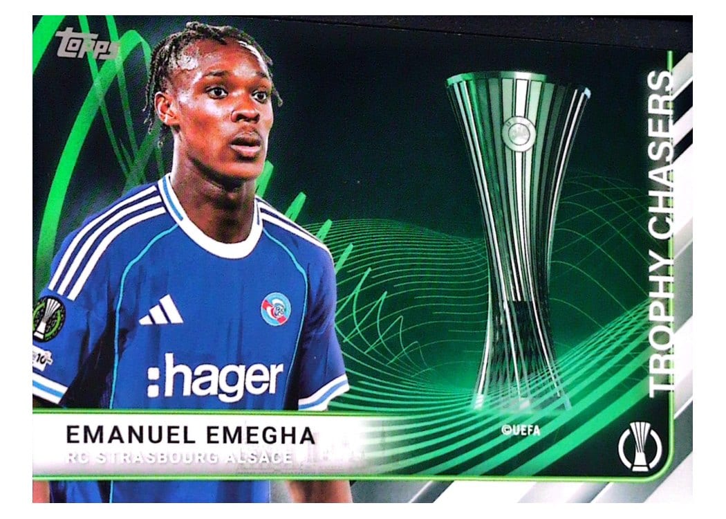 2025-26 Topps UEFA Club Competitions Trophy Chasers Emanuel Emegha #TC-21 card