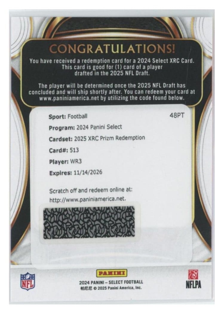 2024 Panini Select 2025 XRC Prizm Redemption Emeka Egbuka #513 card