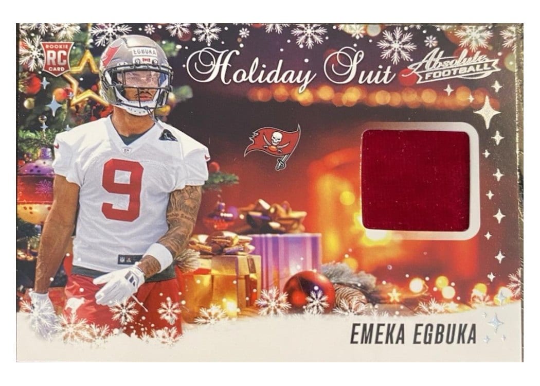 2025 Panini Absolute Countdown Calendar Holiday Suit Relics Emeka Egbuka #10 card