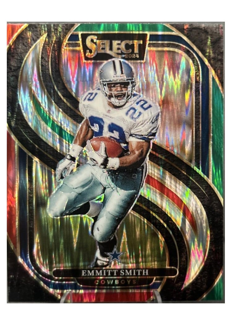2024 Panini Select Base Set Emmitt Smith Green Red Prizm Shock #155 card