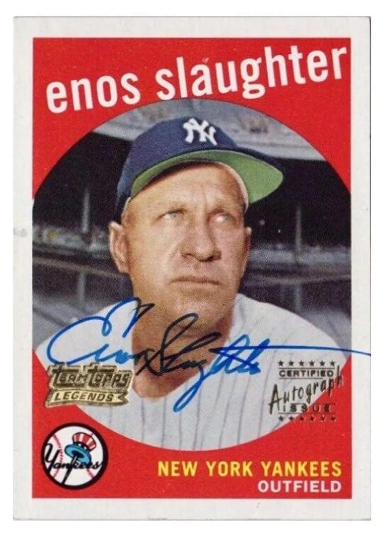 2001 Topps Team Legends Autograph Enos Slaughter #TT36F card
