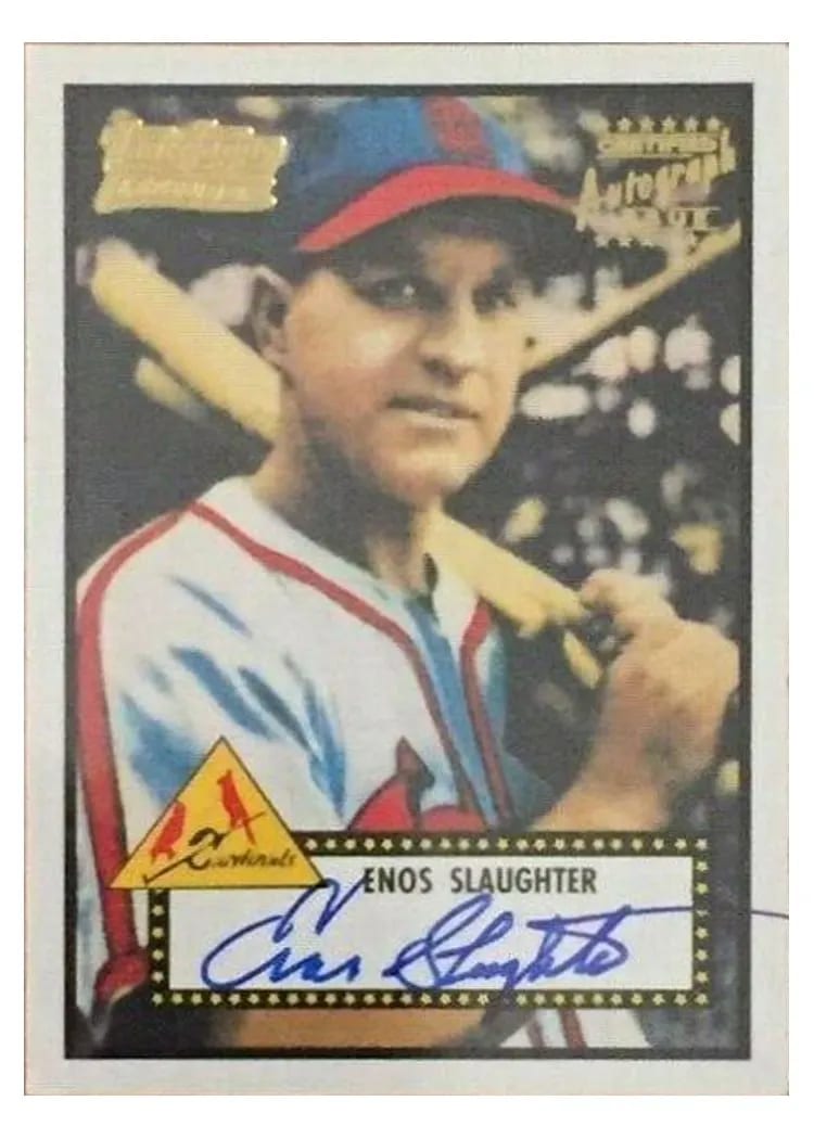 2001 Topps Team Legends Autograph Enos Slaughter #TT36R card