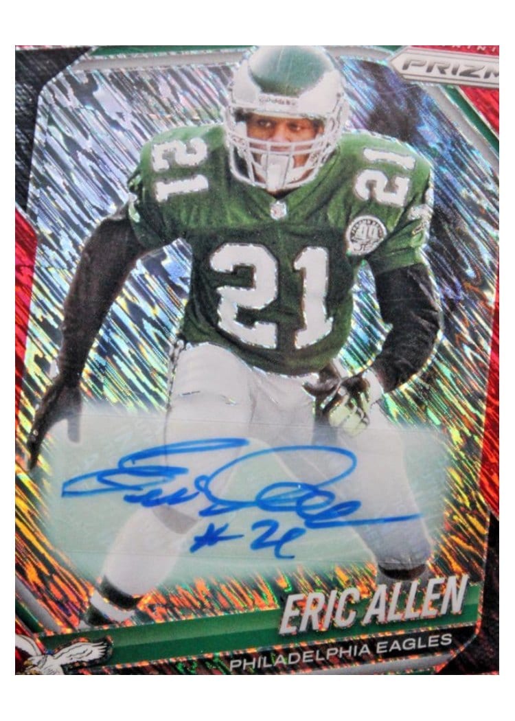 2025 Panini Prizm Base Set Eric Allen Red Shimmer Autograph #17 card