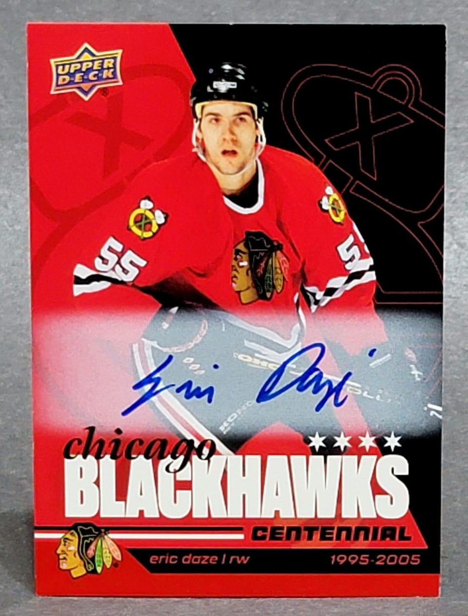 2025-26 Upper Deck Chicago Blackhawks Centennial Red Hot Autos Eric Daze #60 card
