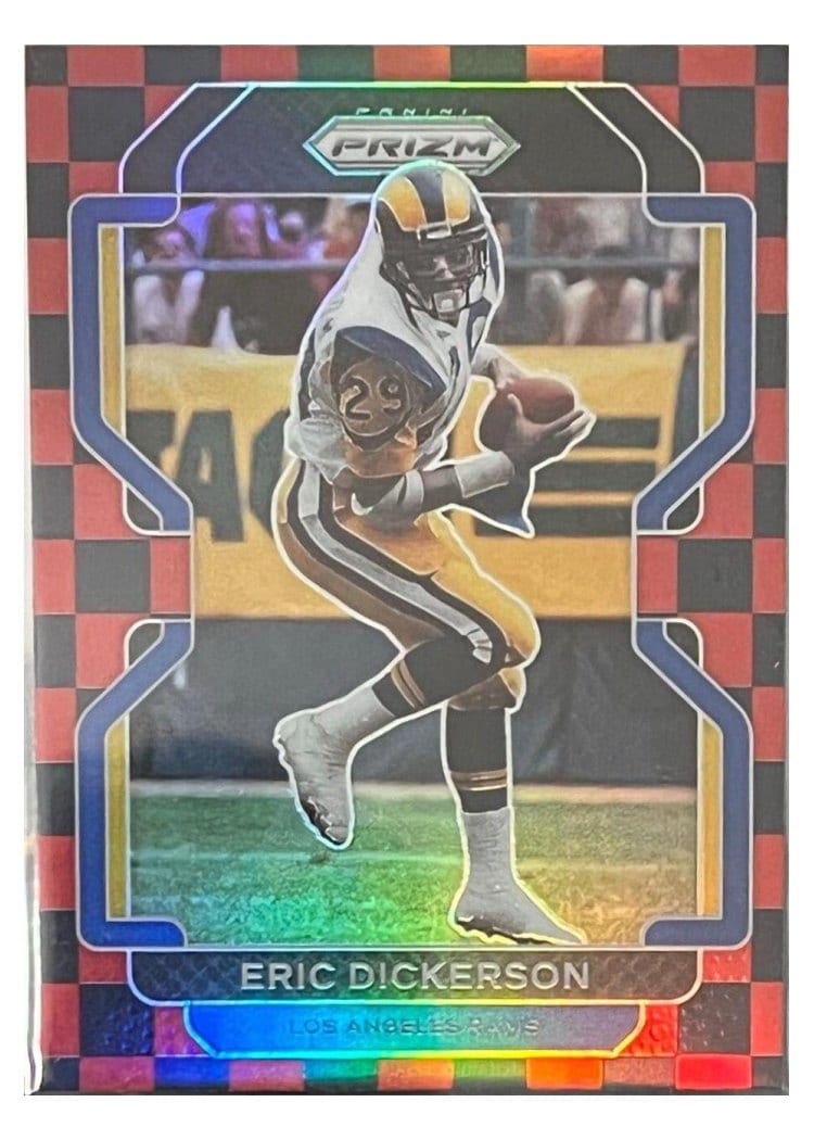 2021 Panini Prizm Base Set Eric Dickerson Black and Red Checker Prizm #72 card