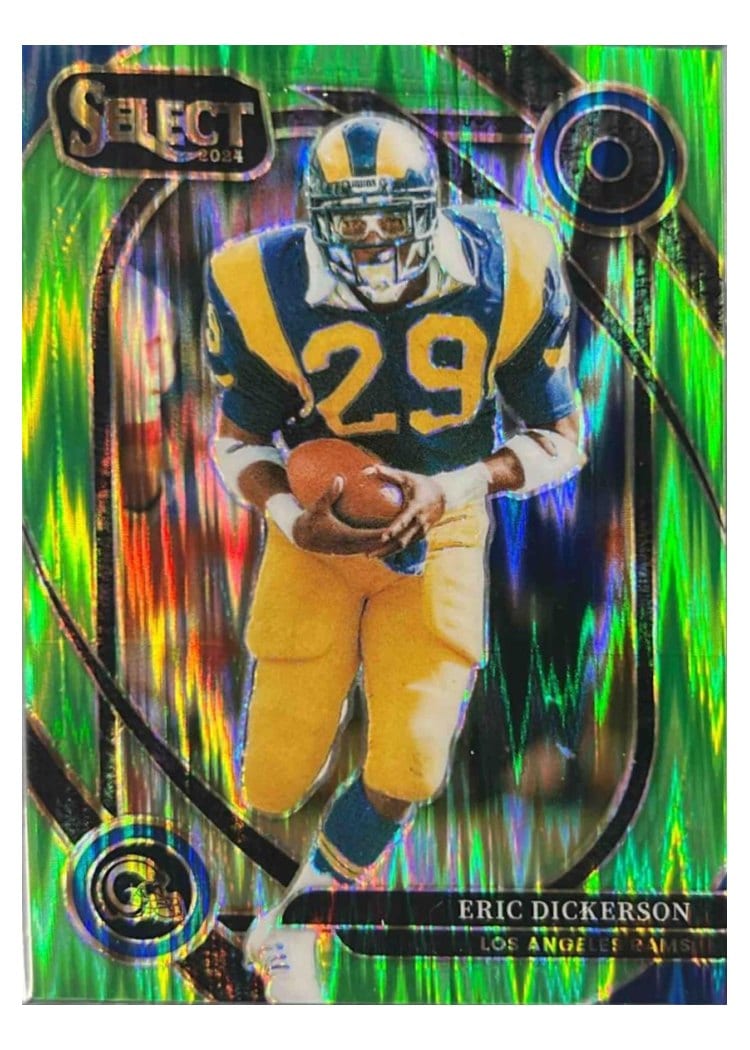 2024 Panini Select Base Set Eric Dickerson Neon Green Prizm Shock #255 card