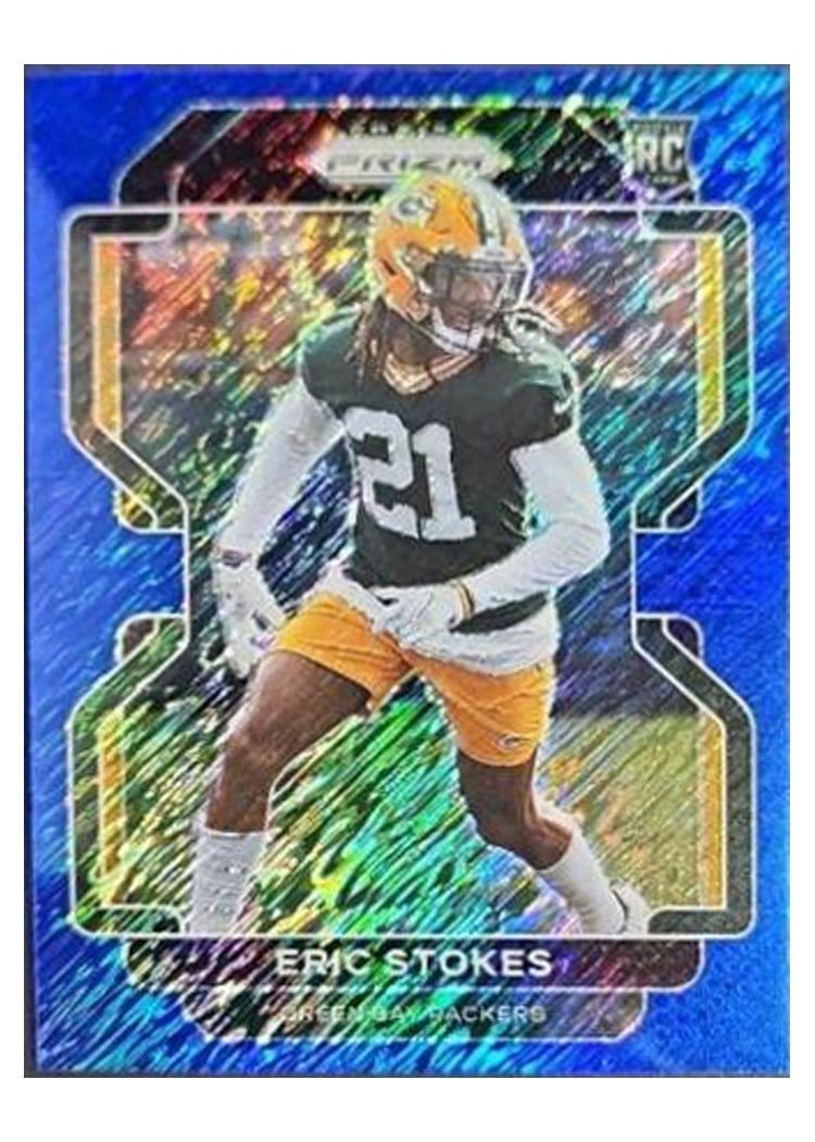 2021 Panini Prizm Base Set Eric Stokes Blue Shimmer #433 card