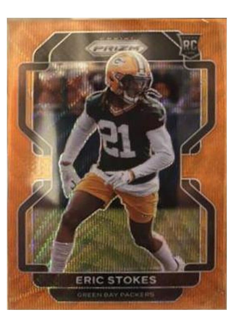 2021 Panini Prizm Base Set Eric Stokes Orange Wave Prizm #433 card